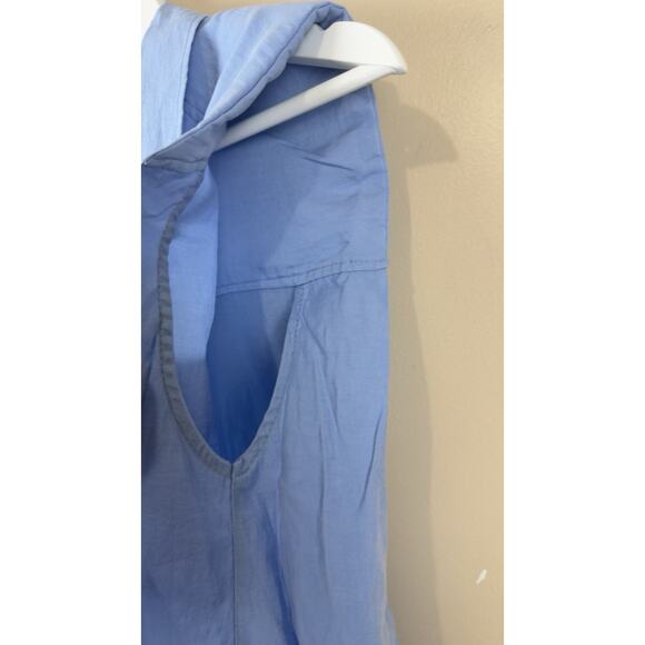 Zara Sleeveless Shirt with Shoulder Pads & Buttons Women’s Blue Size M NWOT - Picture 4 of 11